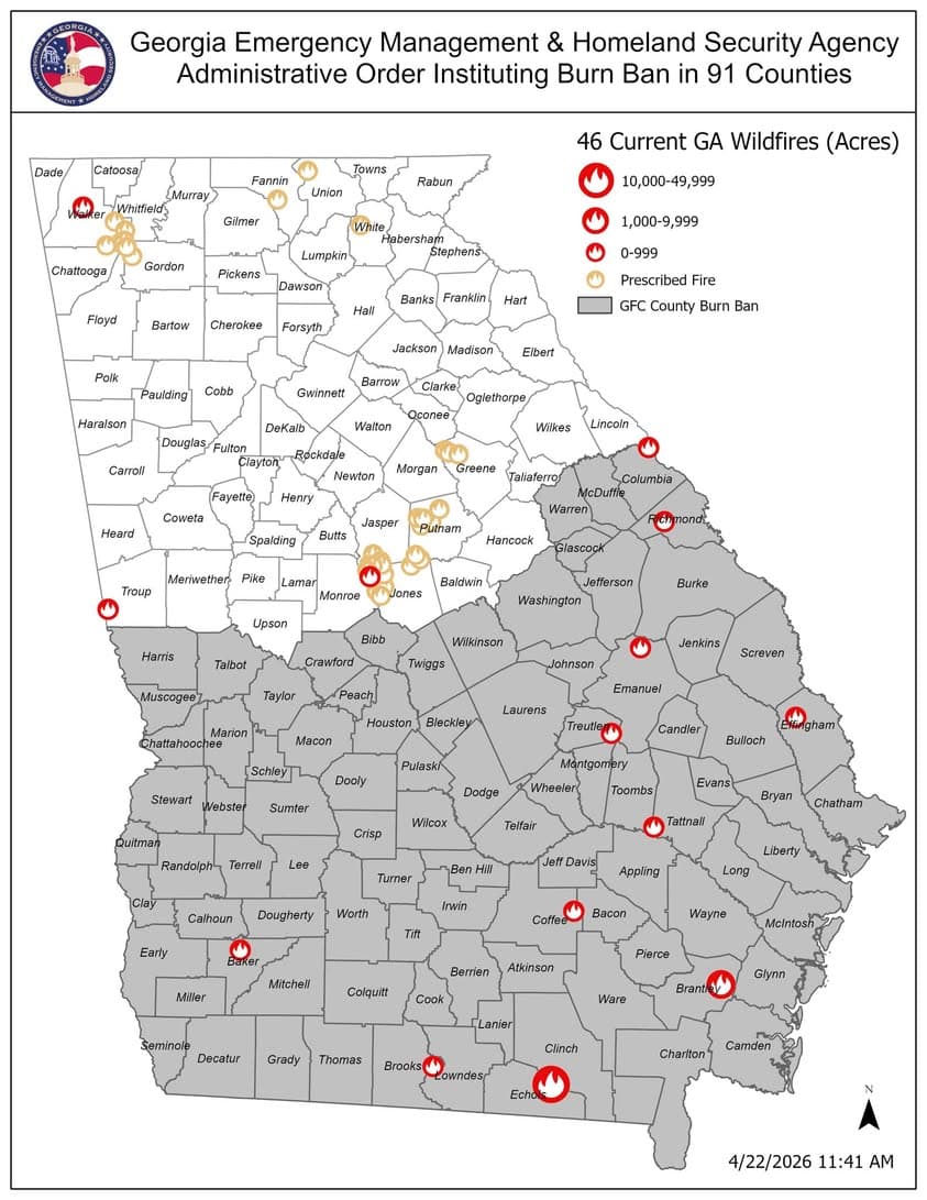 Woodstock Fire Department Urges Caution as Wildfires Rage Across Georgia