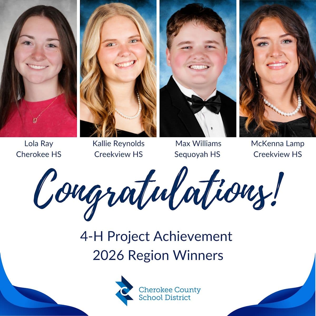Three Cherokee County Students Advance to State 4-H Competition After Regional Win