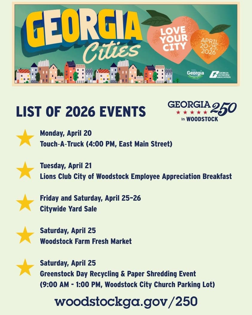 Woodstock Marks Georgia Cities Week April 20-25 with Six Community Events