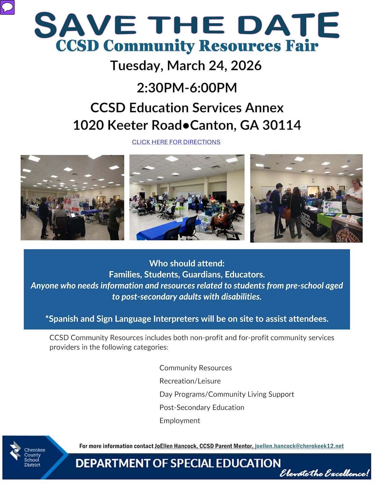 Cherokee County Schools to Host Community Resources Fair for Families of Students with Disabilities