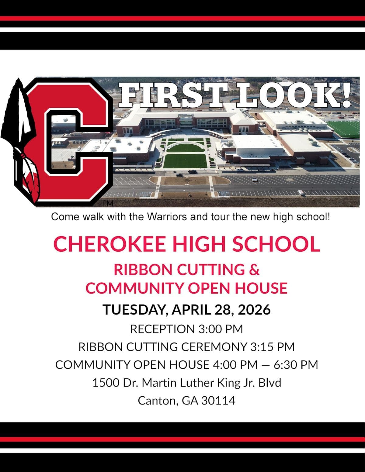 Cherokee High School Opens Its Doors: Community Invited to Ribbon Cutting and Open House April 28