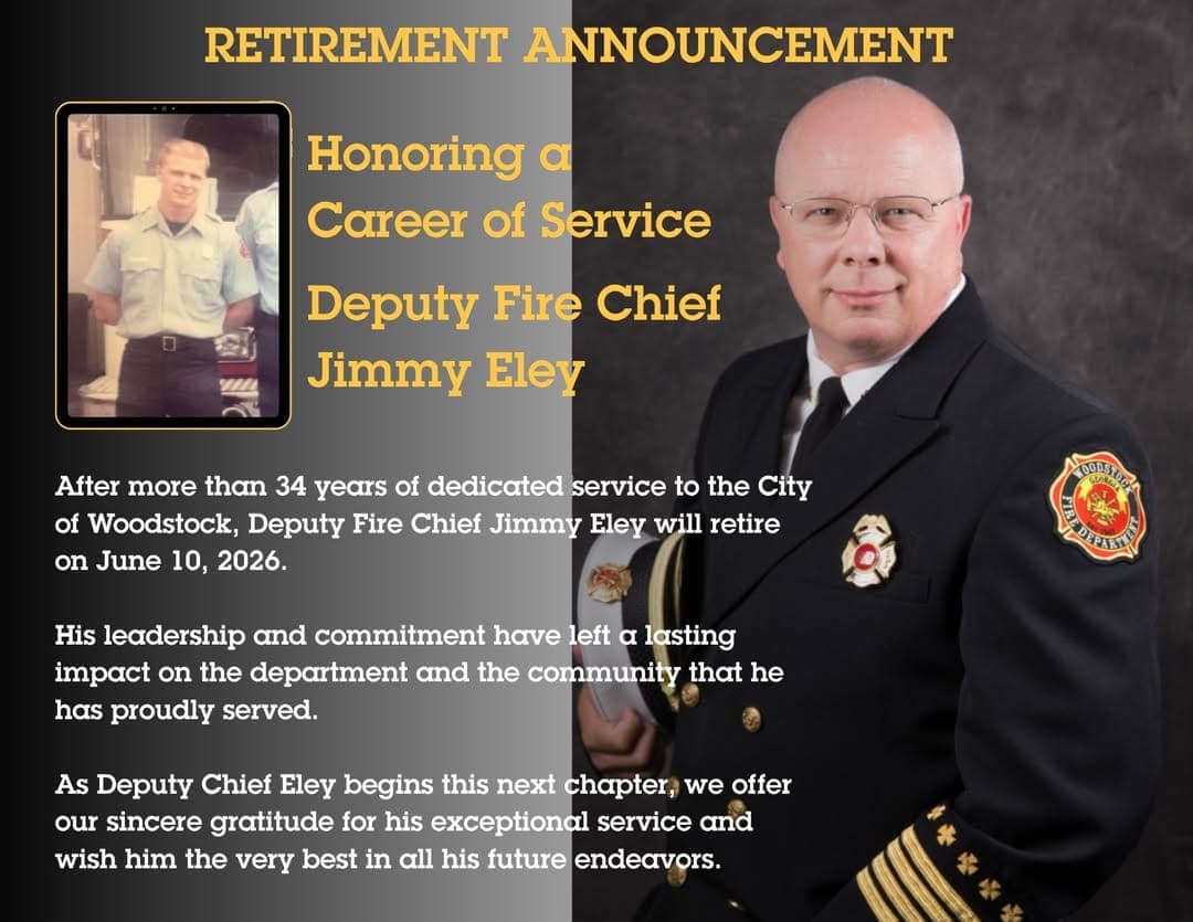 Woodstock Fire Department Bids Farewell to Deputy Chief Eley After 34 Years