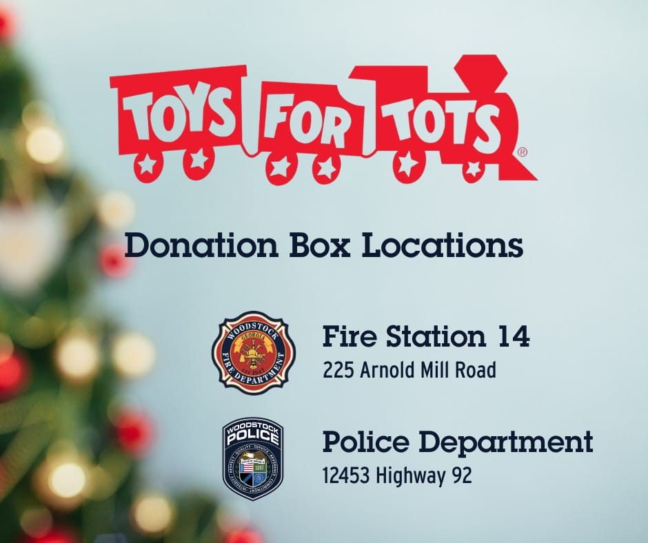 Woodstock Police, Fire Stations Accept Toys for Tots Donations