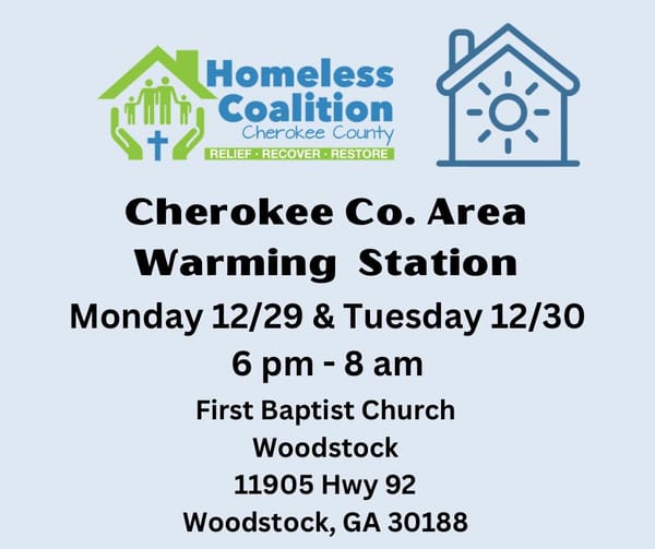 Emergency Warming Station Opens Tonight at First Baptist Woodstock